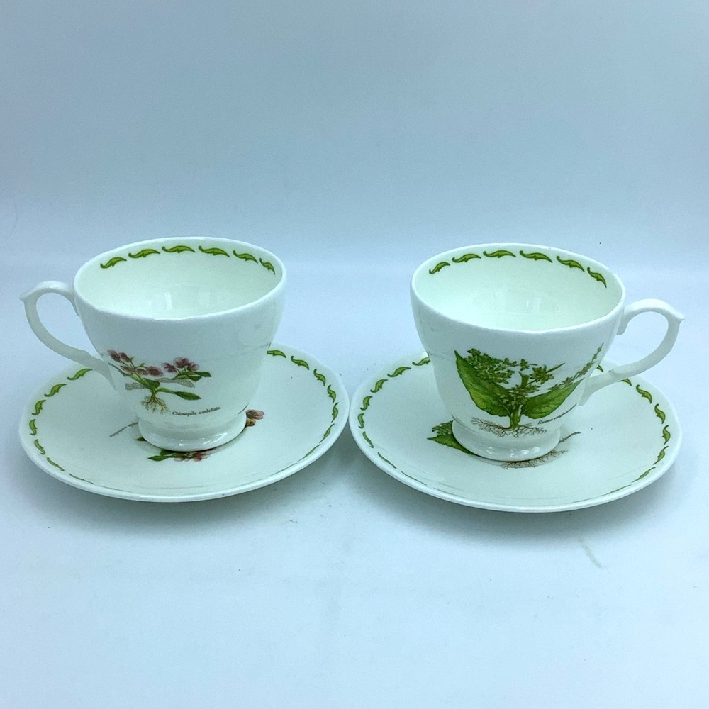 Two Duchess English Bone China Teacups & Saucers